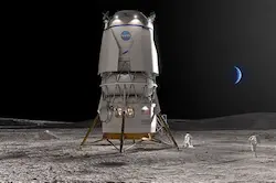 Blue Originが開発する月面着陸船Blue Moon Mark 1のレンダリング画像(NASA契約機)