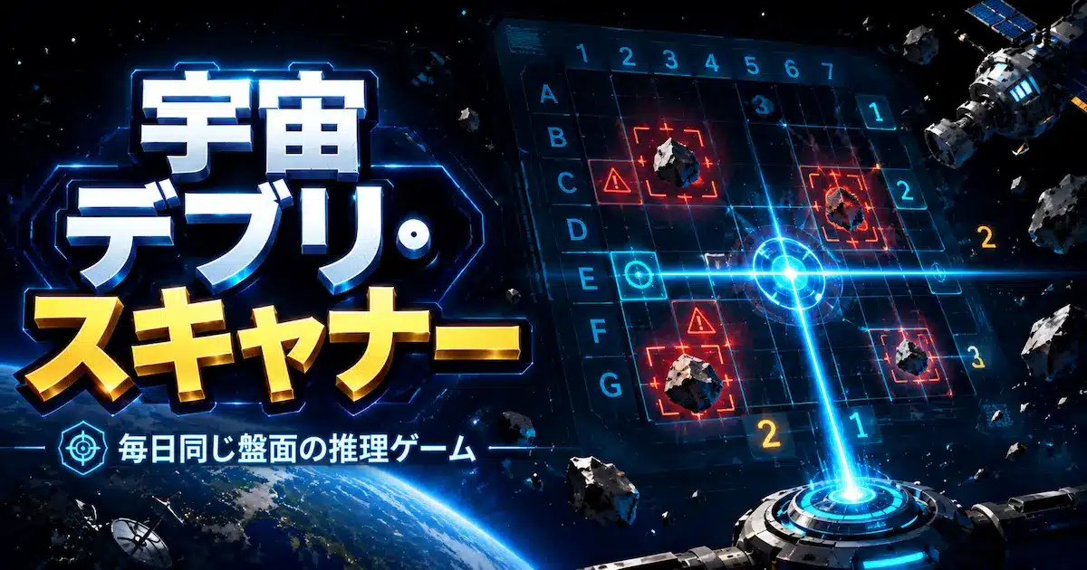 数字を手がかりに危険な宇宙デブリを特定する無料マインスイーパーのイメージ